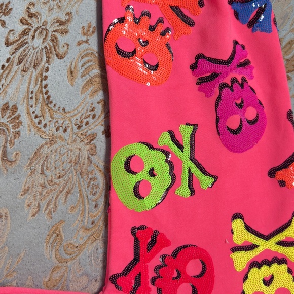 Queen of Sparkle NWT Colorful Skull Sequin Sweatshirt - Picture 9 of 16